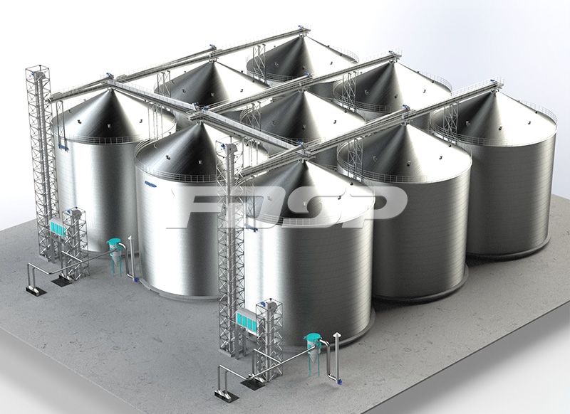 Proyecto de silo de acero para maíz de la industria de piensos 9-6000T