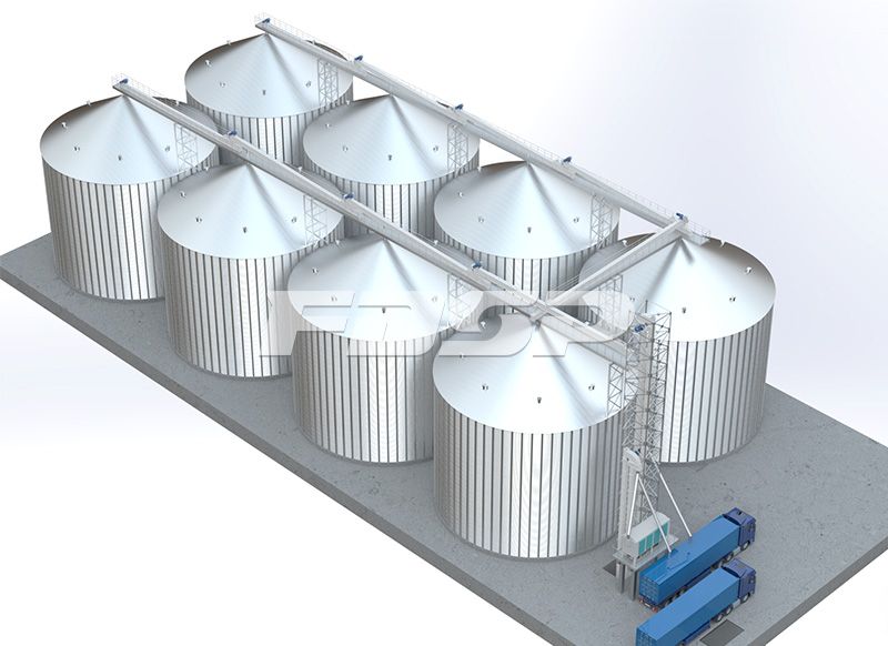 Proyecto de silo de acero para maíz 8-4000T de la industria de granos